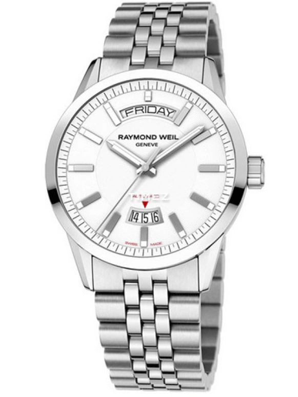 Raymond Weil,Men’s 42mm,42mm,Stainless Steel,White,Automatic,Date,Day,2720,2720-ST-30001