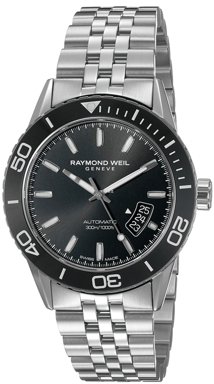 Raymond Weil,Men’s 42mm,42mm,Stainless Steel,Black,Automatic,Day,Sapphire,Crystal Glass,2760,2760-ST1-20001