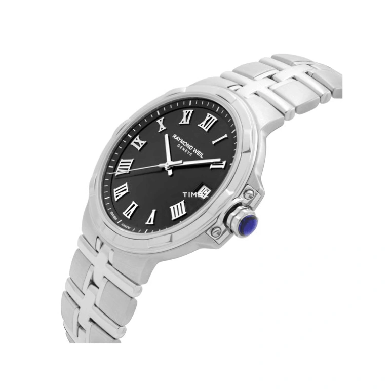 Raymond Weil,Men’s 41mm,41mm,Stainless Steel,Black,Quartz,Day,Sapphire,Crystal Glass,5580,5580-ST-00208