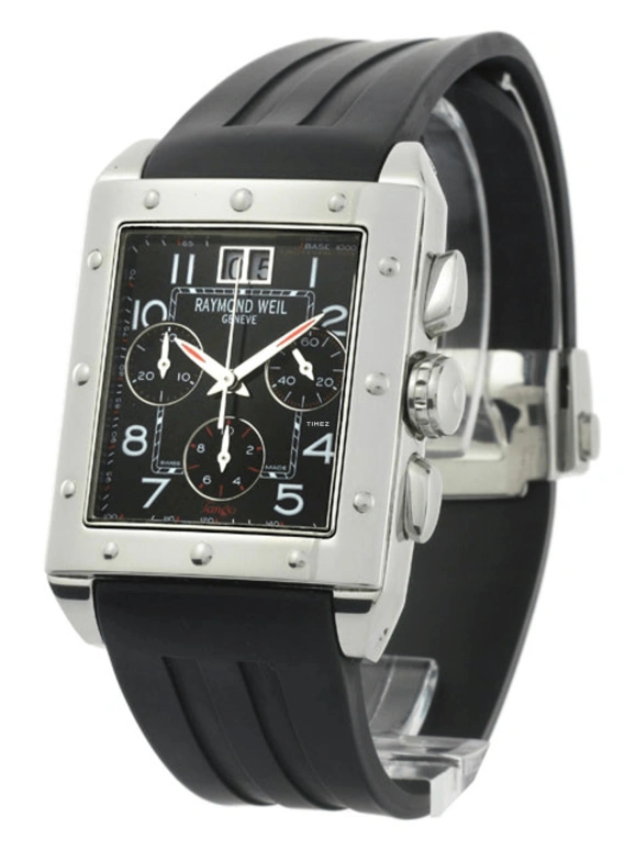 Raymond Weil,Men’s 46mm,46mm,Stainless Steel,Black,Quartz,Chronograph,Day,48811,48811-SR-05200