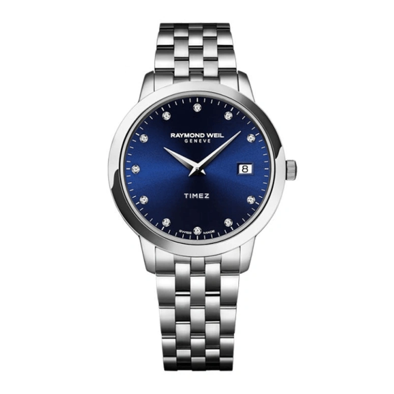 Raymond Weil,Women’s 34mm,34mm,Stainless Steel,Blue,Quartz,Day,Sapphire,Crystal Glass,5388,5388-ST-50081