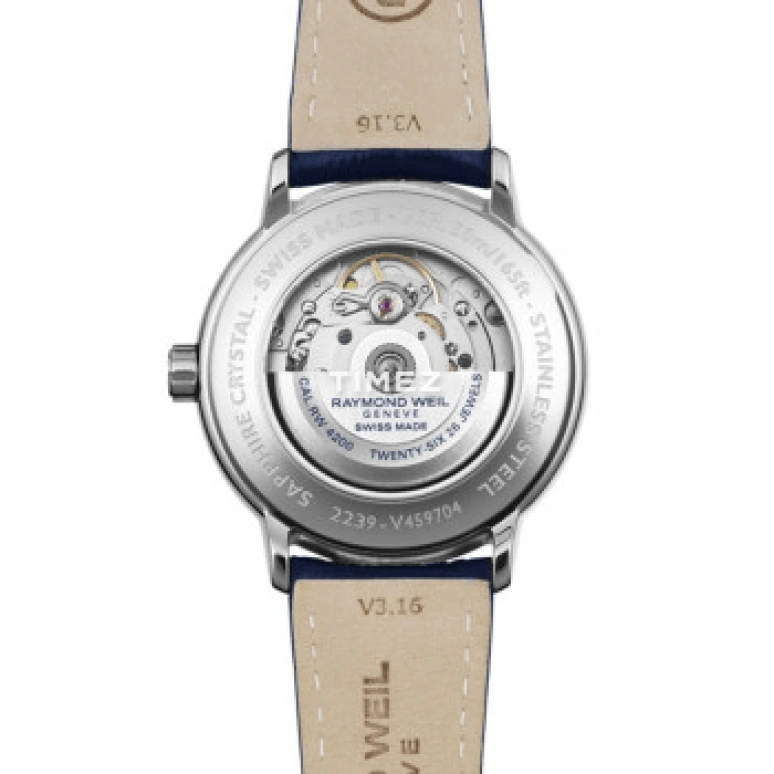 Raymond Weil,Women’s 39mm,39mm,Stainless Steel,Stainless Steel,Blue,Automatic,Moonphase,Day,2239M,2239M-STX-00509