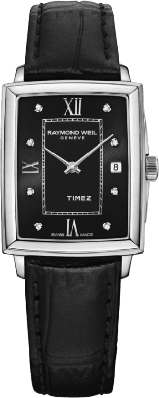 Raymond Weil,Women’s 28.10x22.60mm,28.10x22.60mm,Stainless Steel,Black,Quartz,Day,Sapphire,Crystal Glass,5925,5925-STC-00295