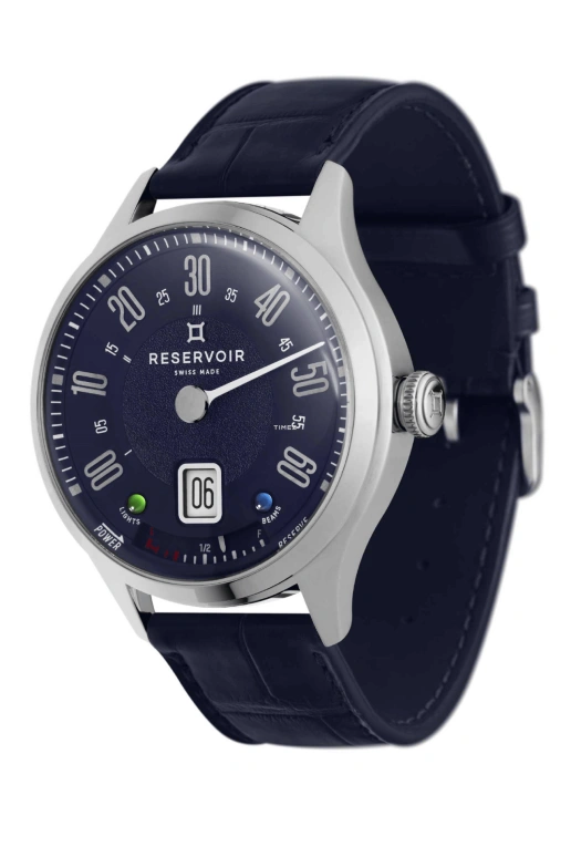 Reservoir,Longbridge 41.50mm,41.50mm,Palladium,Blue,Automatic,Power Reserve Indicator,Jumping Hours,Retrograde,RSV01,RSV01.LB/730-366