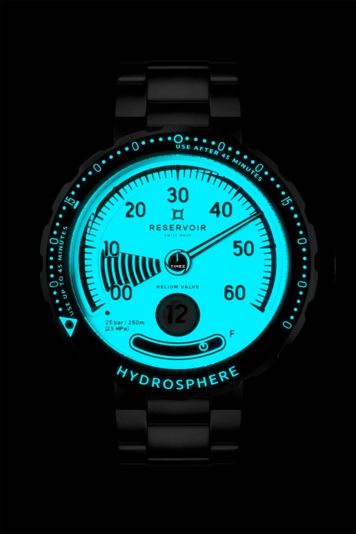 Reservoir,Hydrosphere 45mm,45mm,Stainless Steel,White,Automatic,Power Reserve Indicator,Jumping Hours,Retrograde,RSV03,RSV03.HY/130-21.AG