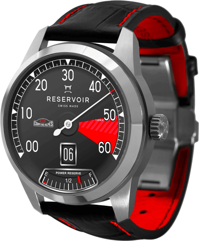 Reservoir,Partnership 43mm,43mm,Stainless Steel,Dual,Black,Red,Automatic,Power Reserve Indicator,Jumping Hours,Retrograde,RSV01,RSV01.SC/130-12.CA2020