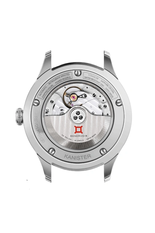 Reservoir,Kanister 41.50mm,41.50mm,Titanium,Black,Automatic,Power Reserve Indicator,Jumping Hours,Retrograde,RSV01,RSV01.KN/433-BK1
