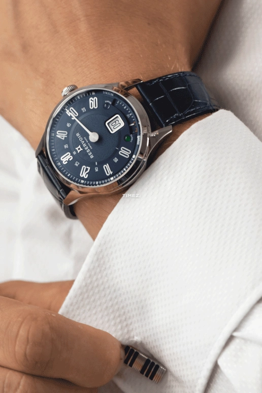 Reservoir,Longbridge 41.50mm,41.50mm,Palladium,Blue,Automatic,Power Reserve Indicator,Jumping Hours,Retrograde,RSV01,RSV01.LB/730-366