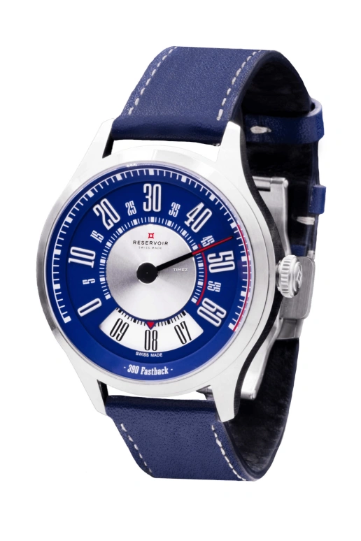 Reservoir,390 Fastback 41.50mm,41.50mm,Stainless Steel,Dual,Silver,Blue,Automatic,Jumping Hours,Retrograde,RSV01,RSV01.3F/133.BL