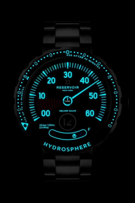 Reservoir,Hydrosphere 45mm,45mm,Stainless Steel,Blue,Automatic,Power Reserve Indicator,Jumping Hours,Retrograde,RSV03,RSV03.HY/130-21.BH