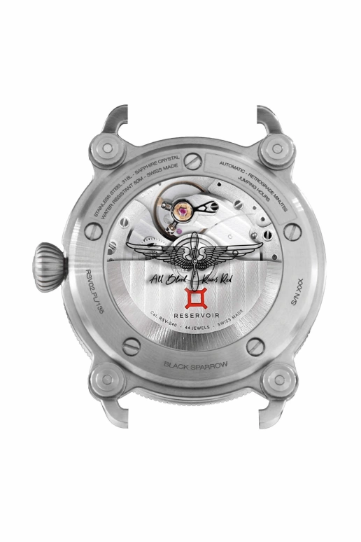 Reservoir,Black Sparrow 42mm,42mm,Stainless Steel,Sand,Automatic,Jumping Hours,Retrograde,RSV02,RSV02.PL/135.WH
