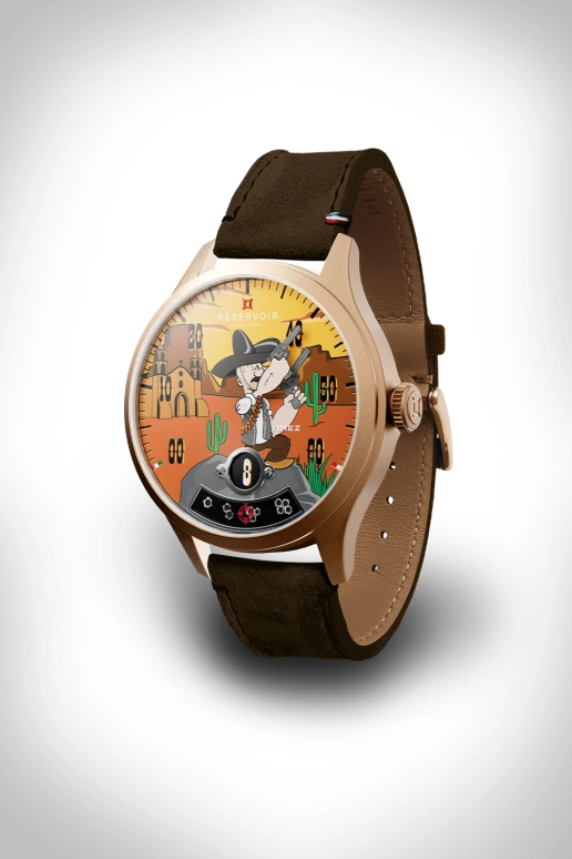 Reservoir,Popeye 41.50mm,41.50mm,Stainless Steel,Multi-Color,Brown,Yellow,Automatic,Power Reserve Indicator,Jumping Hours,Retrograde,RSV04,RSV04.PO/133.ME