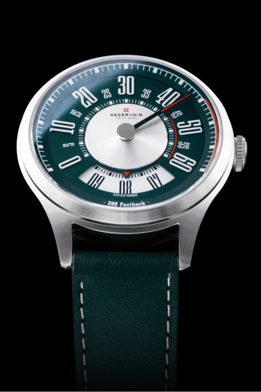 Reservoir,390 Fastback 41.50mm,41.50mm,Stainless Steel,Dual,Green,Silver,Automatic,Jumping Hours,Retrograde,RSV01,RSV01.3F/133.GR