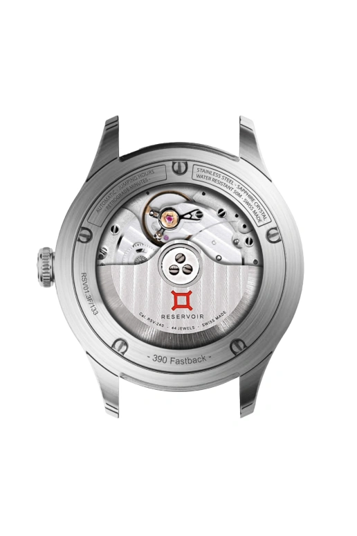 Reservoir,390 Fastback 41.50mm,41.50mm,Stainless Steel,Dual,Black,Silver,Automatic,Jumping Hours,Retrograde,RSV01,RSV01.3F/133.BK