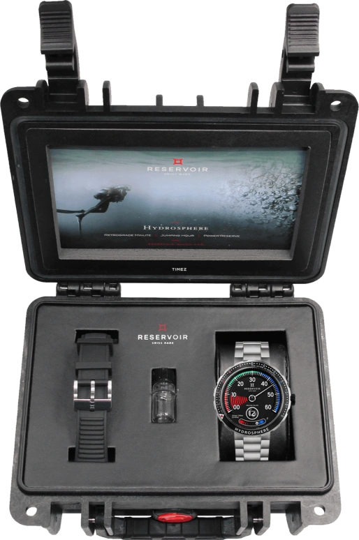 Reservoir,Hydrosphere 45mm,45mm,Stainless Steel,Black,Automatic,Power Reserve Indicator,Jumping Hours,Retrograde,RSV03,RSV03.HY/130-21.BF