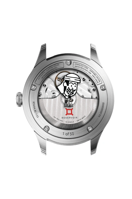 Reservoir,Comics by Reservoir 41.50mm,41.50mm,Stainless Steel,Multi-Color,Blue,White,Automatic,Jumping Hours,Retrograde,RSV04,RSV04.AL/133