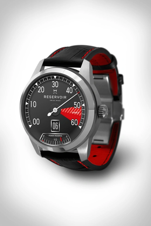 Reservoir,Supercharged 43mm,43mm,Stainless Steel,Dual,Black,Red,Automatic,Power Reserve Indicator,Jumping Hours,Retrograde,RSV01,RSV01.SC/130-12rz