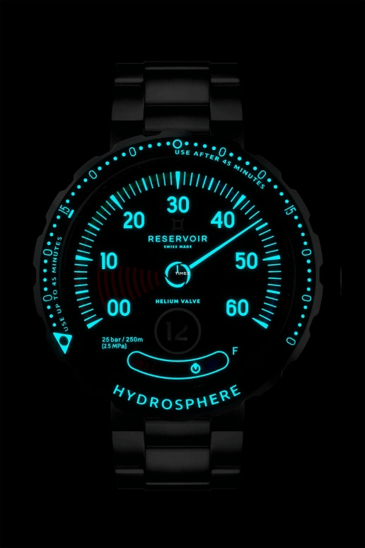 Reservoir,Hydrosphere 45mm,45mm,Stainless Steel,Black,Automatic,Power Reserve Indicator,Jumping Hours,Retrograde,RSV03,RSV03.HY/130-21.BF