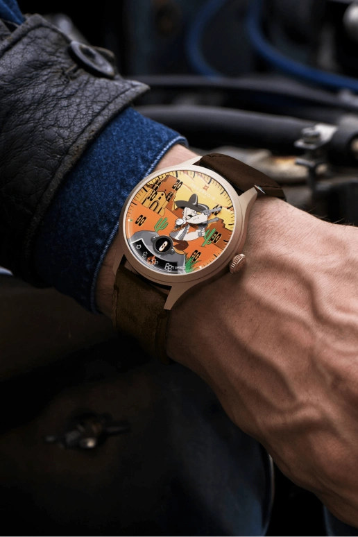 Reservoir,Popeye 41.50mm,41.50mm,Stainless Steel,Multi-Color,Brown,Yellow,Automatic,Power Reserve Indicator,Jumping Hours,Retrograde,RSV04,RSV04.PO/133.ME