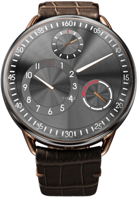 Ressence,Type 1 42mm,42mm,Rose Gold,Grey,Automatic,Day,36hours,TYPE 1RG