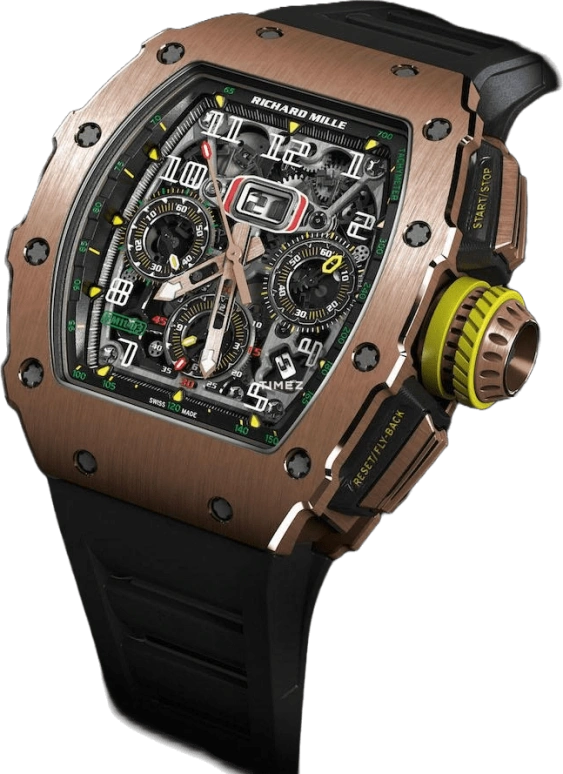 Richard Mille,Not Tourbillon 49.94x44.50mm,49.94x44.50mm,Rose Gold,Grey,Automatic,Chronograph,Month,Day,Flyback,Sapphire,Tonneau,OFFSET,Migos,RM 11,RM 11-03 Flyback Chronograph RG
