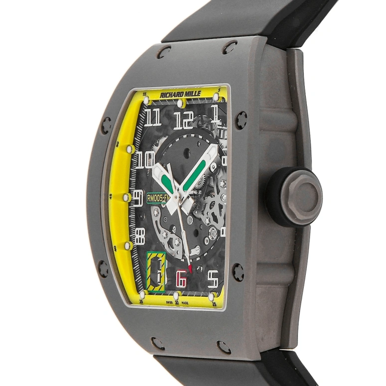 Richard Mille,Not Tourbillon 37.80x45mm,37.80x45mm,Titanium,Skeleton,Automatic,Day,Sapphire,Crystal Glass,RM 005 Felipe Massa TI