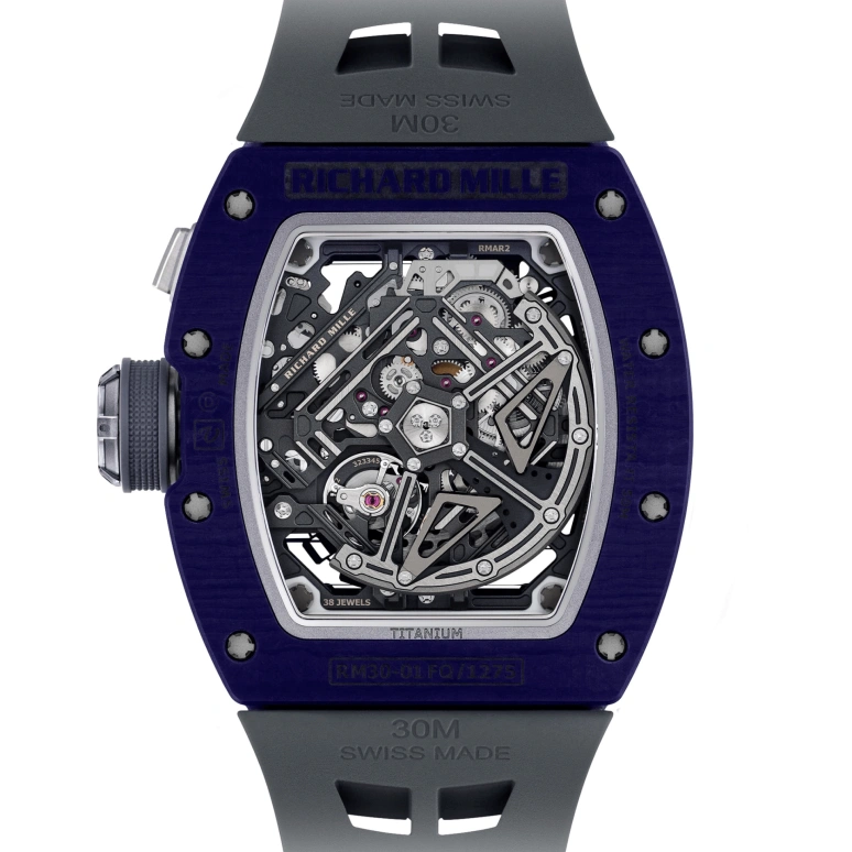 Richard Mille,Not Tourbillon 42x49.94mm,42x49.94mm,Quartz TPT,Grey,Automatic,Power Reserve Indicator,Big Date,Function Selector,RM 30,RM 30-01 DARK BLUE Quartz TPT