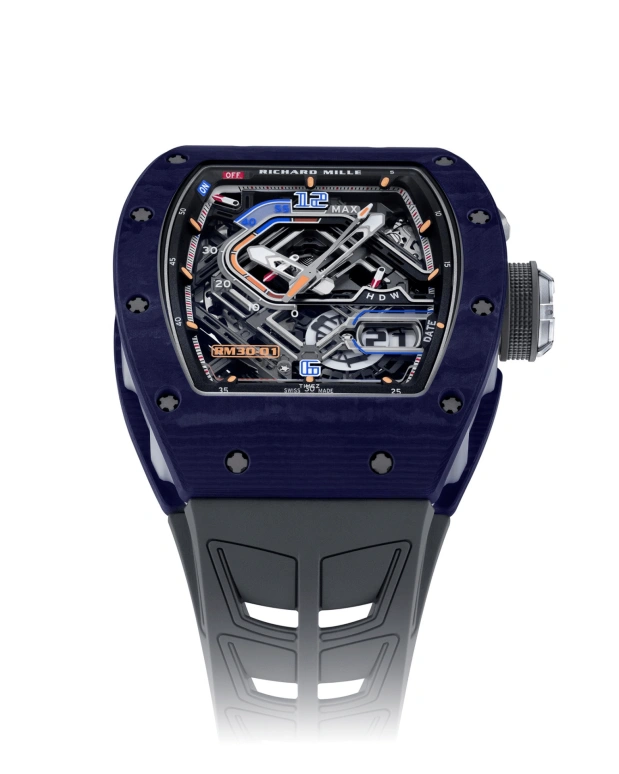 Richard Mille,Not Tourbillon 42x49.94mm,42x49.94mm,Quartz TPT,Grey,Automatic,Power Reserve Indicator,Big Date,Function Selector,RM 30,RM 30-01 DARK BLUE Quartz TPT