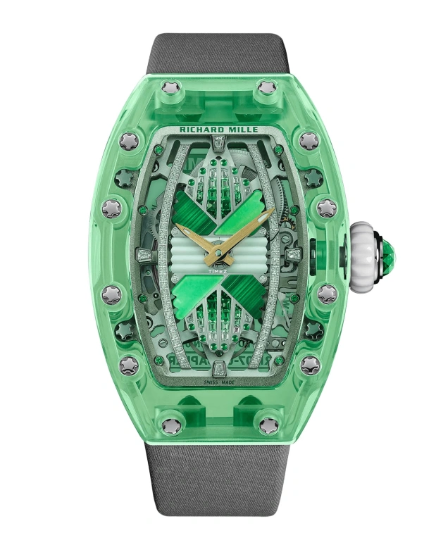 Richard Mille,Not Tourbillon 46.75x32.90mm,46.75x32.90mm,Sapphire,Green,Automatic,50hours,In-house Caliber,RM 07,RM 07-02 Sapphire Green Limited