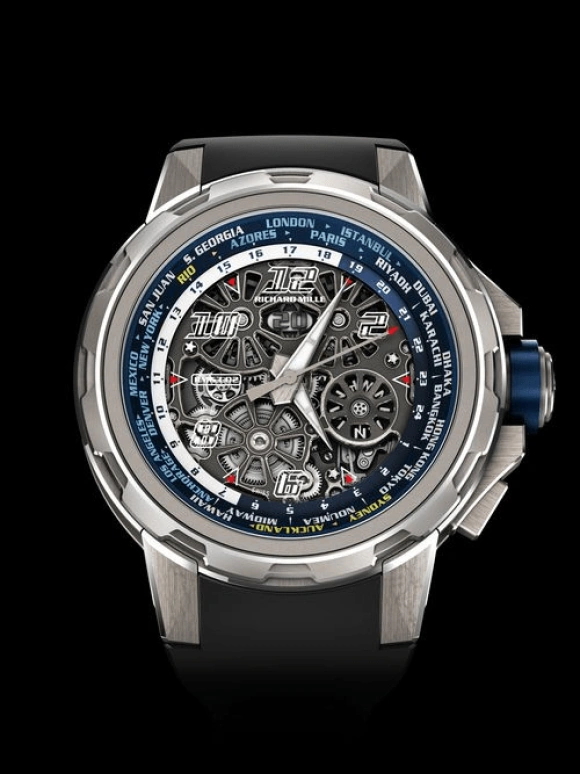 Richard Mille,Not Tourbillon 47mm,47mm,Titanium,Skeleton,Automatic,Day,World Time,Big Date,Function Selector,50hours,In-house Caliber,RM 63,RM 63-02