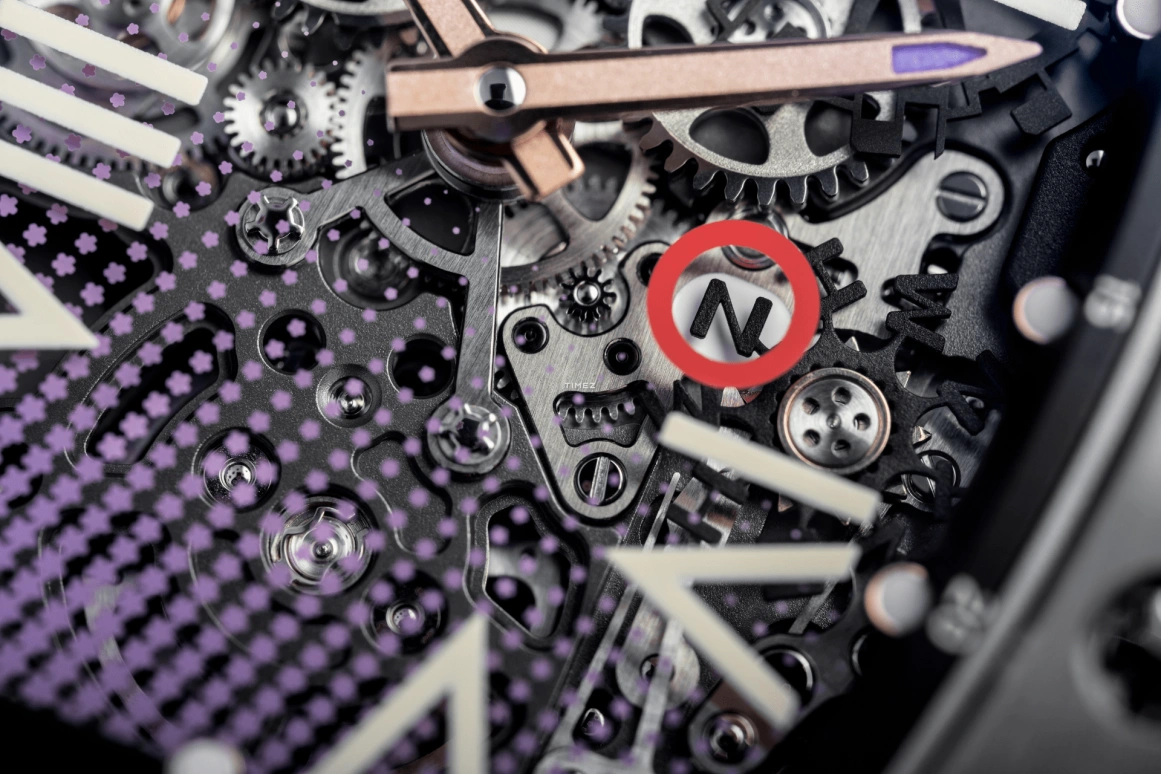 Richard Mille,Not Tourbillon 34.40x52.63mm,34.40x52.63mm,Titanium,Skeleton,Automatic,Big Date,Function Selector,RM 037 Purple Gradient Dial