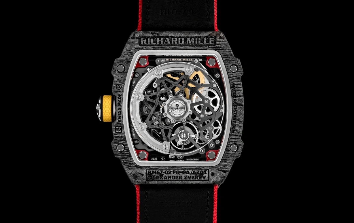Richard Mille,Not Tourbillon 38.70x47.52mm,38.70x47.52mm,NTPT,Skeleton,Automatic,50hours,In-house Caliber,Carlos Sainz,Chili,RM 67,RM 67-02 Alexander Zverev