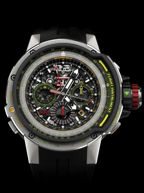 Richard Mille,Not Tourbillon 50.70mm,50.70mm,Titanium,Skeleton,Automatic,Countdown,Chronograph,Month,Day,50hours,In-house Caliber,RM 39,RM 39-01 Flyback Chronograph Aviation