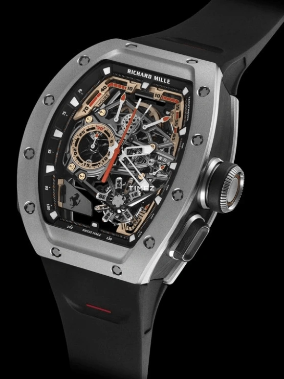 Richard Mille,Tourbillon 42.90mm,42.90mm,Titanium,Skeleton,Handwound,Chronograph,Power Reserve Indicator,Tourbillon,Rattrapante,70hours,In-house Caliber,RM 43,RM 43-01 FERRARI TI