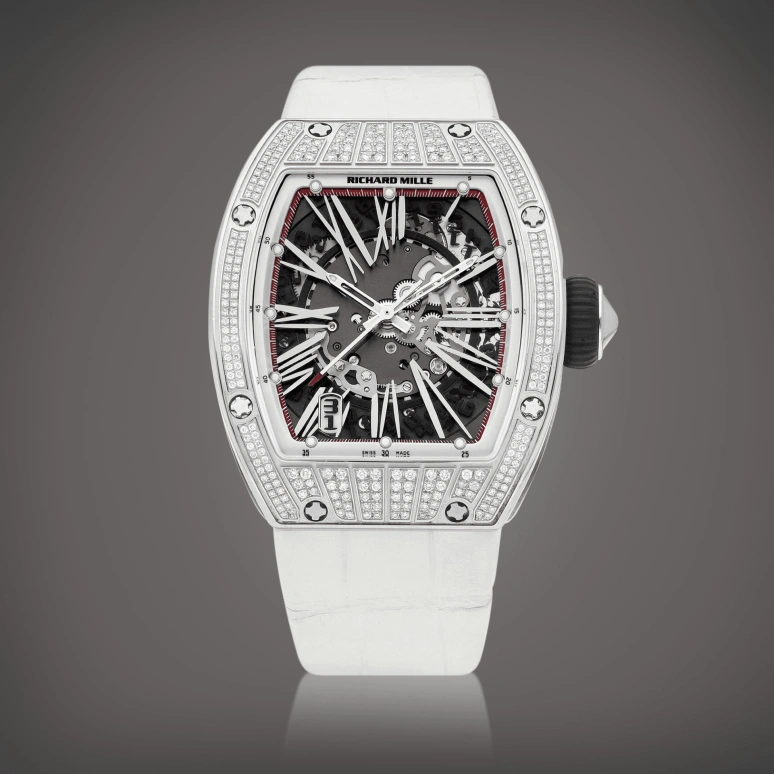 Richard Mille,Not Tourbillon 38x45mm,38x45mm,White Gold,Black,Automatic,Day,In-house Caliber,RM 023 AL WG DI,RM 023 AL WG DI-CASE