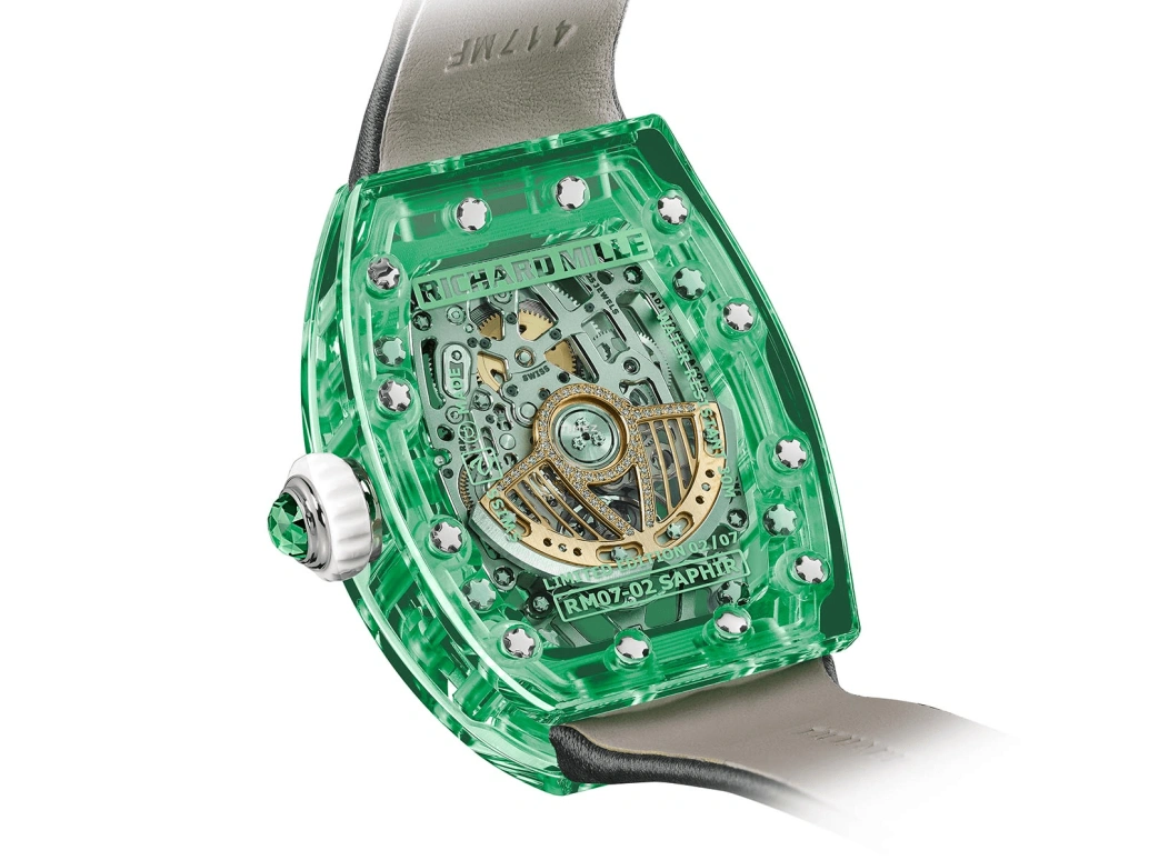 Richard Mille,Not Tourbillon 32.90x46.75mm,32.90x46.75mm,Sapphire,Green,Automatic,50hours,In-house Caliber,RM 07,RM 07-02 Sapphire Green Set