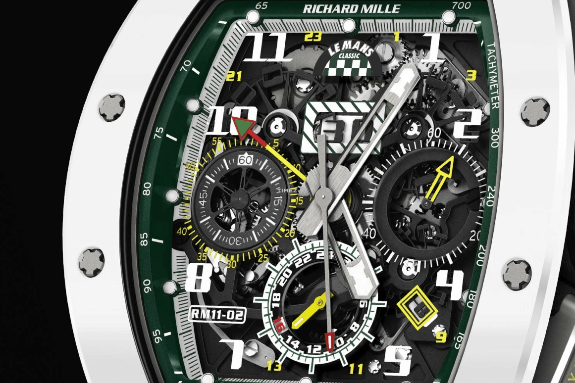 Richard Mille,Not Tourbillon 42.70x50mm,42.70x50mm,Ceramic,Skeleton,Automatic,Chronograph,Month,Day,Dule Time,Sapphire,Tonneau,Karim Benzema,RM 11,RM 11-02 Le Mans Classic