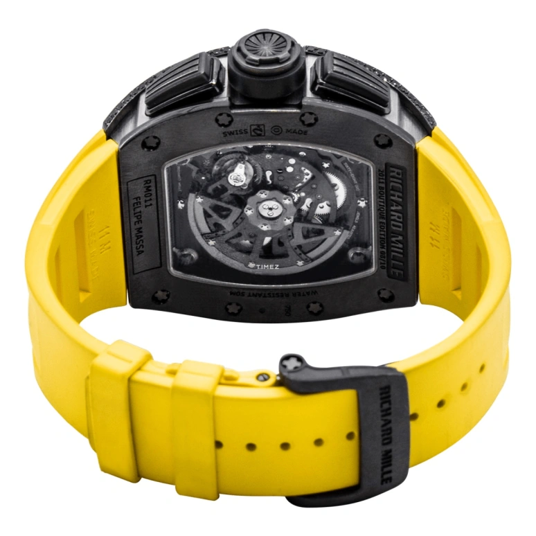 Richard Mille,Not Tourbillon 50x40mm,50x40mm,Titanium,Black,Automatic,Chronograph,Month,Day,Flyback,Sapphire,Tonneau,RM 011 Felipe Massa TI DI,RM 011 Felipe Massa TI DI-CASE