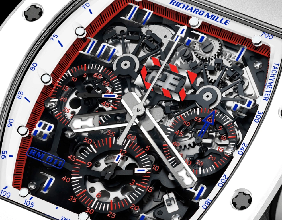 Richard Mille,Not Tourbillon 40x50mm,40x50mm,Ceramic,NTPT,Skeleton,Automatic,Chronograph,Month,Day,Flyback,Sapphire,Tonneau,RM 011 Asia Exclusive CE
