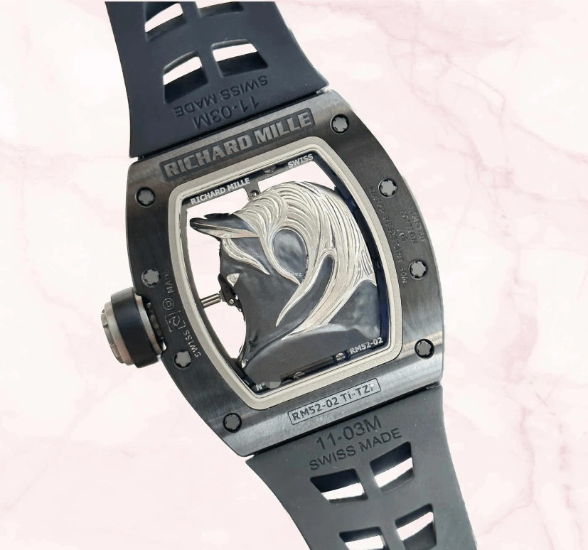 Richard Mille,Tourbillon 40x50mm,40x50mm,Titanium,Silver,Skeleton,Handwound,Tourbillon,Tonneau,RM 52,RM 52-02 Silver Horse