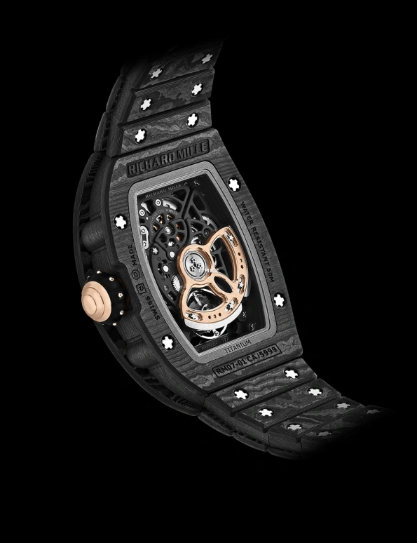 Richard Mille,Not Tourbillon 31.40x45.66mm,31.40x45.66mm,NTPT,Rose Gold,Black,Automatic,50hours,In-house Caliber,RM 07,RM 07-01 STARRY NIGHT