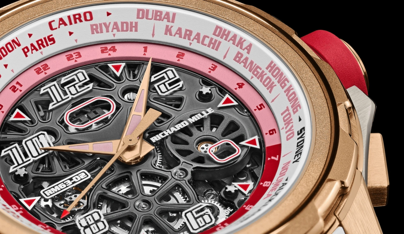 Richard Mille,Not Tourbillon 47mm,47mm,Titanium,Red Gold,White,Grey,Automatic,World Time,Big Date,Function Selector,RM 63,RM 63-02 TI RG