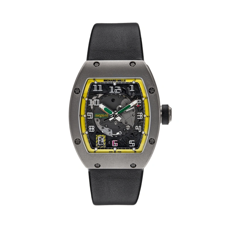 Richard Mille,Not Tourbillon 37.80x45mm,37.80x45mm,Titanium,Skeleton,Automatic,Day,Sapphire,Crystal Glass,RM 005 Felipe Massa TI