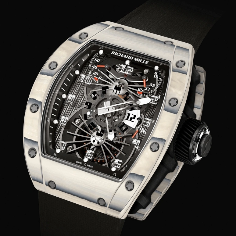Richard Mille,Tourbillon 45x38.70mm,45x38.70mm,NTPT,Skeleton,Handwound,Power Reserve Indicator,Dule Time,Tourbillon,Function Selector,Tonneau,RM 022 WHITE NTPT