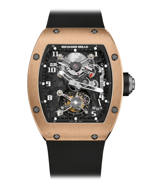 Richard Mille,Tourbillon 45x38.30mm,45x38.30mm,Rose Gold,Skeleton,Handwound,Power Reserve Indicator,Function Selector,Torque Indicator,RM 002,RM 002-V2 Tourbillon RG