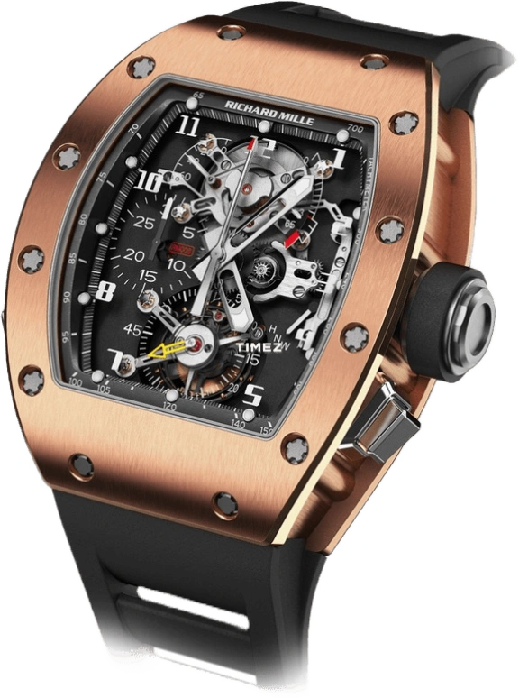 Richard Mille,Tourbillon 48x39.70mm,48x39.70mm,Rose Gold,Skeleton,Handwound,Chronograph,Power Reserve Indicator,Tourbillon,Rattrapante,Sapphire,Tonneau,RM 008,RM 008-V1 Split-Seconds Chronograph RG