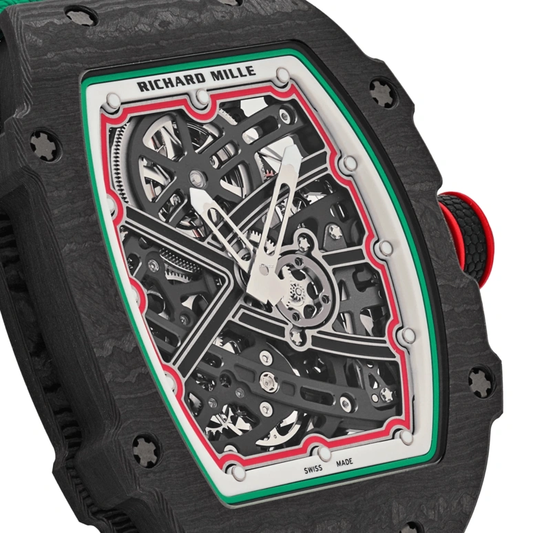 Richard Mille,Not Tourbillon 38.70x47.52mm,38.70x47.52mm,NTPT,Carbotech,Texalium,Black,Automatic,50hours,In-house Caliber,Lewis Hamilton,RM 67,RM 67-02 Italy