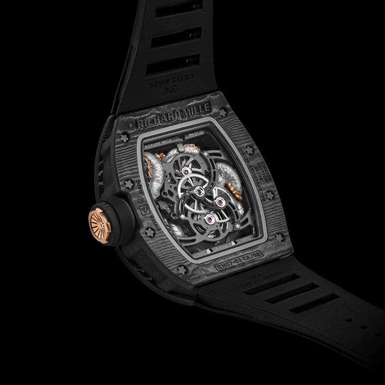 Richard Mille,Tourbillon 42.70x50mm,42.70x50mm,NTPT,Silver,Black,Handwound,Tourbillon,Sapphire,RM 57,RM 57-03 NTPT