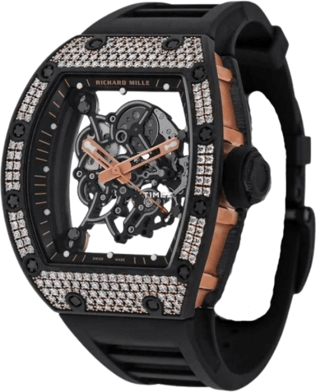 Richard Mille,Not Tourbillon 42.70x49.90mm,42.70x49.90mm,NTPT,Black,Skeleton,Handwound,Sapphire,Tonneau,RM 055 Bubba Watson DI,RM 055 Bubba Watson DI-CASE