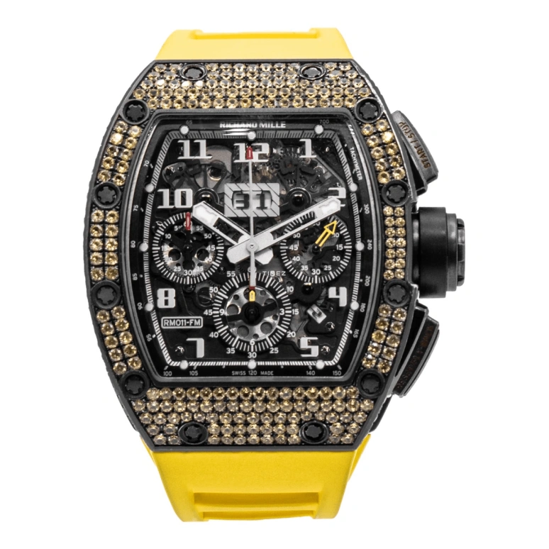 Richard Mille,Not Tourbillon 50x40mm,50x40mm,Titanium,Black,Automatic,Chronograph,Month,Day,Flyback,Sapphire,Tonneau,RM 011 Felipe Massa TI DI,RM 011 Felipe Massa TI DI-CASE